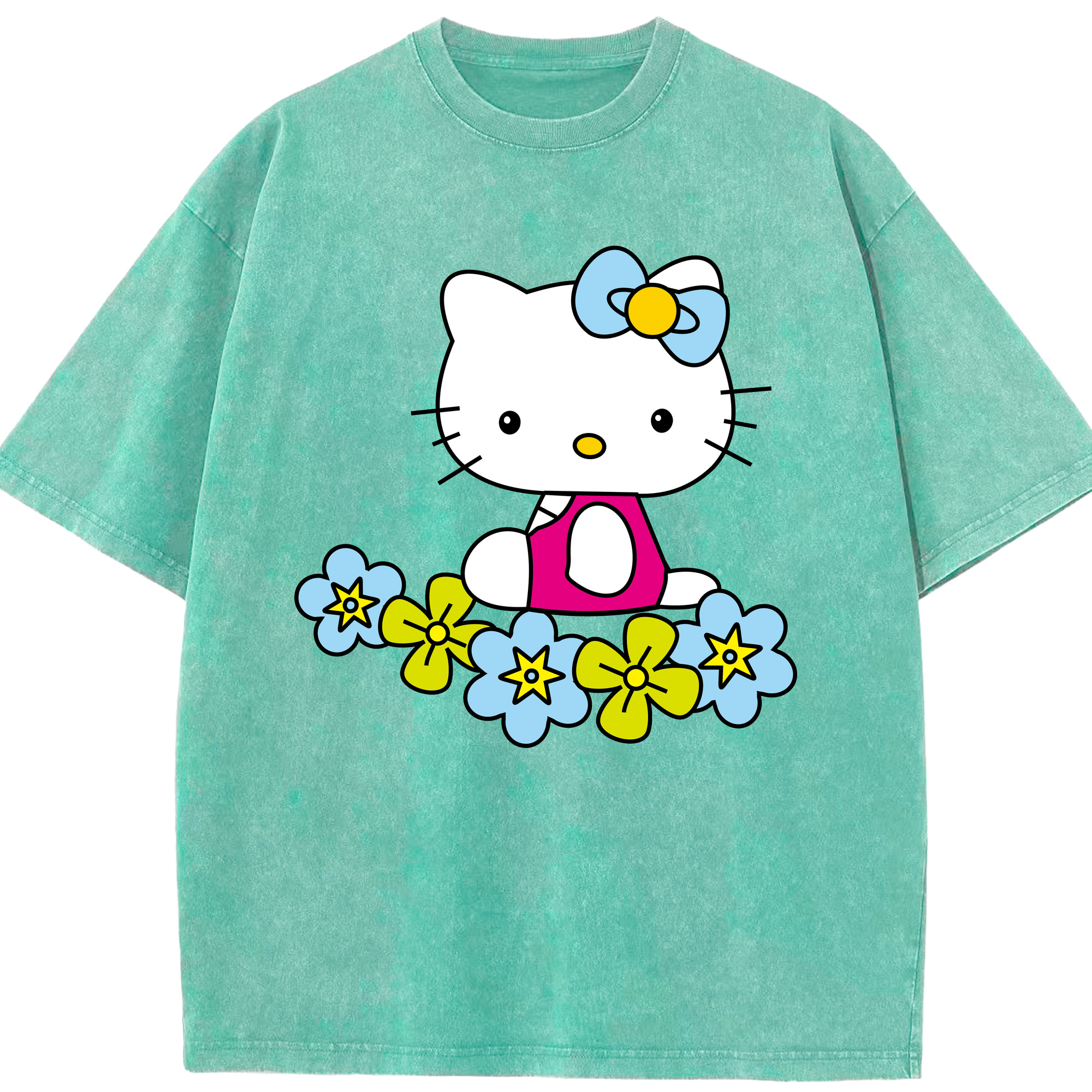 （画像用） Hello Kitty ハローキティ 綿100% ヴィンテージ風 半袖Tシャツ（フロントプリント）